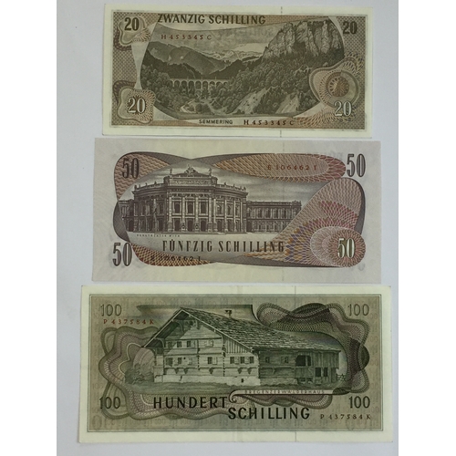 468 - Austrian National Bank 1967 20 Schilling Note UNC , 1970 50 Schilling Note Along With A 1969 Painter... 