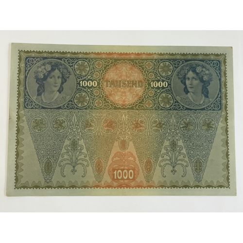 471 - Large Austria 1000 Kronen 1902 Uncirculated Banknote.