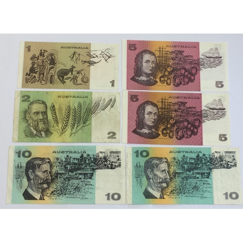 483 - Various Australian Dollar System Banknotes 1 , 2 , 5 , 10 Dollars GOOD - UNC (6)