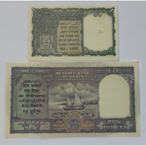 492 - Government Of India . King George Vl Banknotes To Include One Rupee 1940 Along With A Ten Rupee Note... 