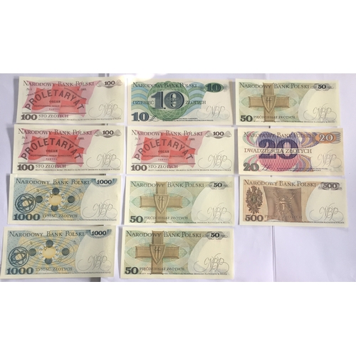 517 - Bank Of Poland Zlotych  Banknotes. All 1980's Various Denomination All In Uncirculated Condition