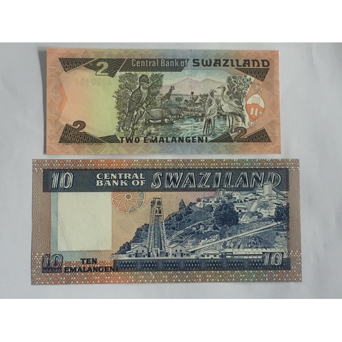 518 - Bank Of Swaziland 2 & 10 Emalangeni Notes In Uncirculated Condition.(2)