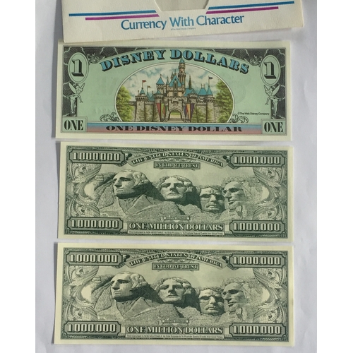 524 - Disney Dollar 1998 Series (Mickey) In Envelope Along With 1000000 Million Dollar Notes x 2 1996 & 20... 