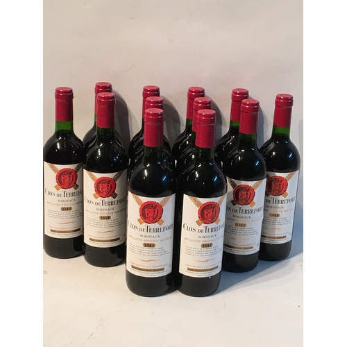 507 - 12 Bottles Of Vintage Red Wine 1981 Clos De Terrefort Bordeaux