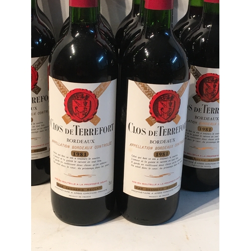 507 - 12 Bottles Of Vintage Red Wine 1981 Clos De Terrefort Bordeaux