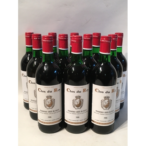 550 - 12 Bottles Of Clos Du Rey Wine 1986