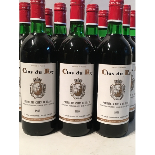 550 - 12 Bottles Of Clos Du Rey Wine 1986