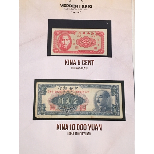 536 - The World In War Through Banknotes To Include Kina 5 Cent, Kina 10 000 Yuan, 10 Gull Enheter Etc.