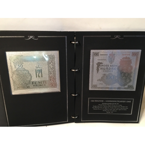 544 - Two Rare Limited Edition  Norwegian Folders Of 1944 Foil Banknotes  To Include Folder One 5 , 10 , 5... 