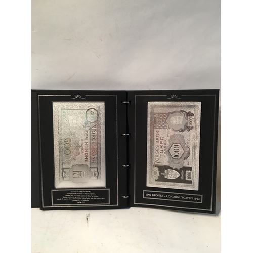 544 - Two Rare Limited Edition  Norwegian Folders Of 1944 Foil Banknotes  To Include Folder One 5 , 10 , 5... 