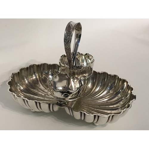 413 - Silver Plated Strawberry Tray along With Cream and Sugar Pots Measures 19x33cm