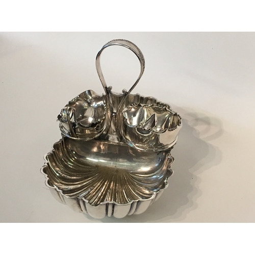 413 - Silver Plated Strawberry Tray along With Cream and Sugar Pots Measures 19x33cm