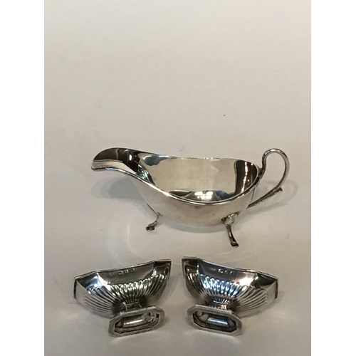 394 - Silver Hallmarked Salts Along With A Jug