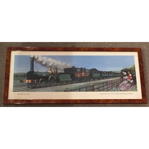 415 - Vintage 1st Class  Railway Carriage Framed Artwork/Travel 1845 By C Hamilton Ellis, Express Mail Tra... 