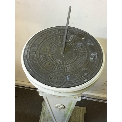 99 - Bronze  Sun Dial On Metal Base Along With Wall Plaque 'Welcome To My Garden'