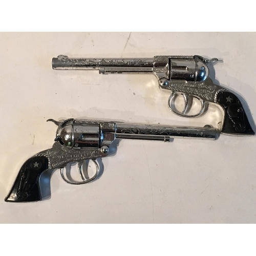 430 - 2 Peacemaker Childs Vintage Toy  Pistols With Rounds and Gun Holster