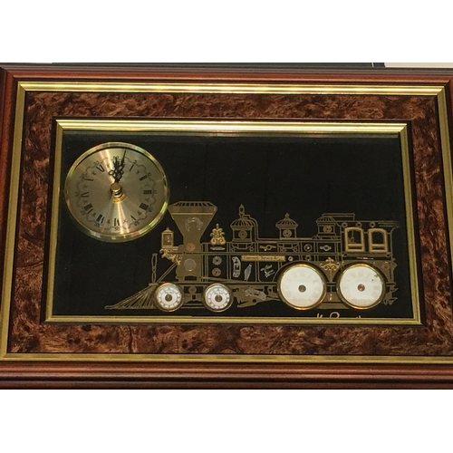 442 - A Wooden Wall Mounted Train Clock