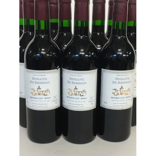 589 - 12 Bottles Of Vintage Red Wine Merlot 2001