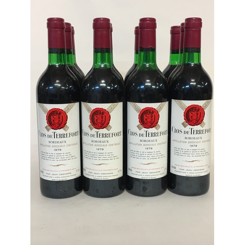 587 - 12 Bottles Of Vintage Red Wine 1979 Clos De Terrefort Bordeaux