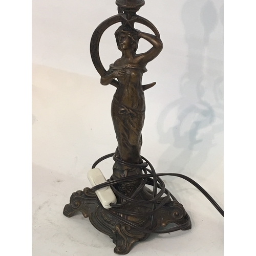 244 - Decorative Bronze Semi Clad Female Lamp Measures 47cm Tall