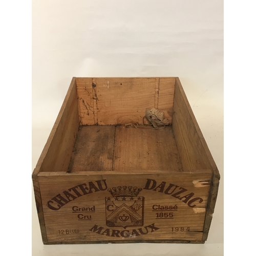 264 - Vintage Wood Wine Crate Chateau Dauzac Measures 33x49cm