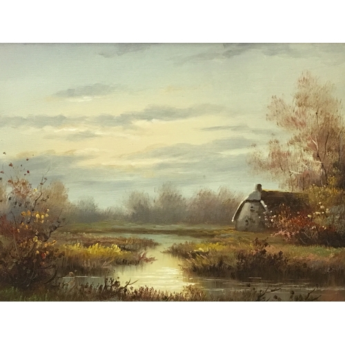 272 - Signed Oil On Canvas Of A River Scene Measures 54x44cm