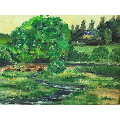 276 - Framed Acrylic On Board Of A River Scene   Measures 38x30cm