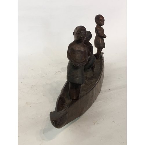 202 - Tribal Art Fishing  Boat And People Measures 8x60cm