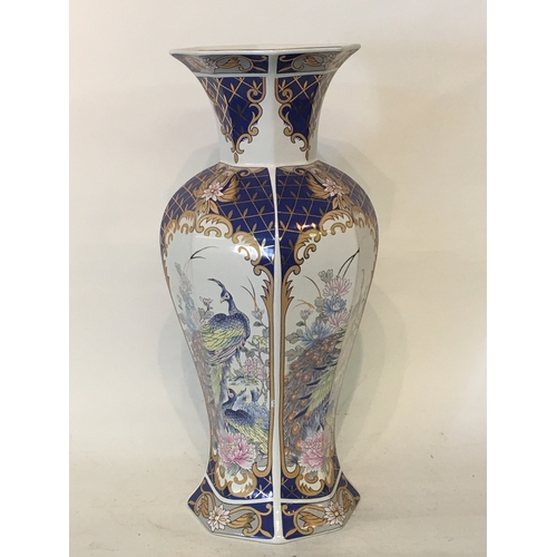 190 - Large Ceramic  Vase With Bird Decoration Measures