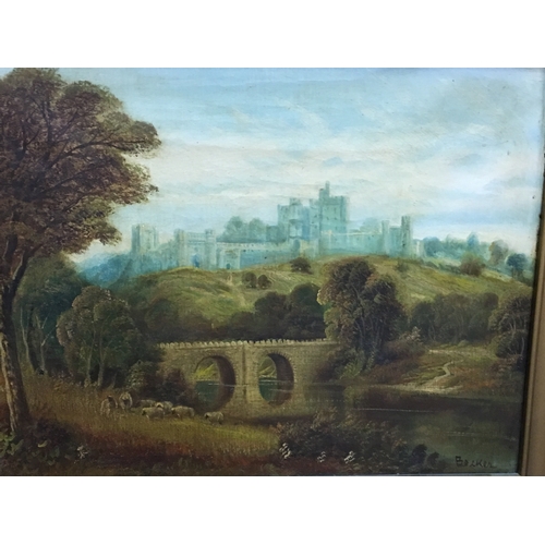 281 - Framed Oil On Canvas Of Warwick Castle Possibly Signed Becker. Measures 80x70cm