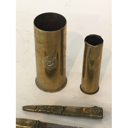 169 - 2 Military Shells Along With a Dagger