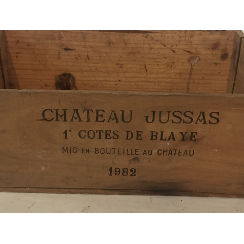 263 - Vintage Wooden Wine Crate Chateau Jussas   Measures 33x50cm