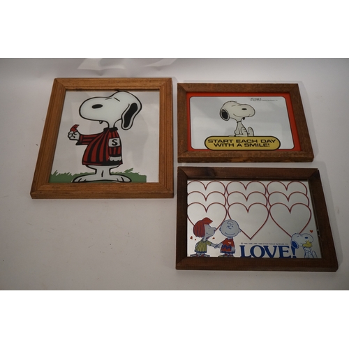 290 - 3 X Vintage Collectors Snoopy mirrors