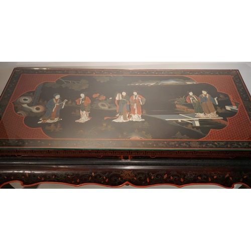 37 - Chinese Decorated Coffee Table, 97cm x 46cm x 42cm