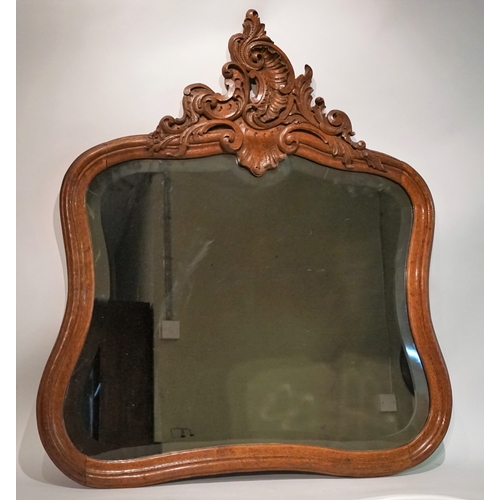 40 - Vintage Carved oak mirror with beveled edge 74cm x 90cm