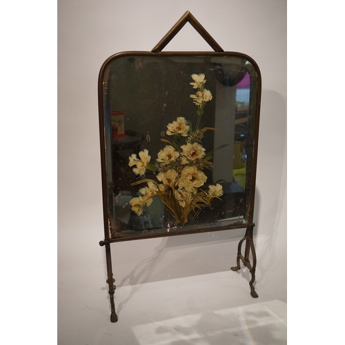 44 - Vintage painted glass fire screen 37cm x 66cm