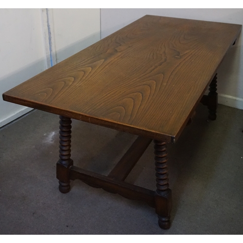 64 - Antique Refectory Table With Bobbin Style Legs 81cm x 175cm x 74cm