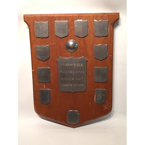 170 - Military Interest 7th armoured brigade regimental knockout competition shield With Post War Dated Co... 
