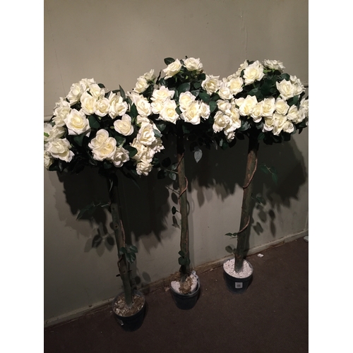 301 - 3 x potted fake rose Bushes