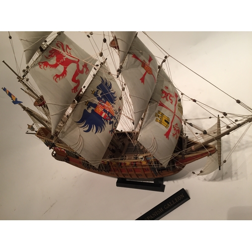 396 - 1607 Spanish galleon Model Sail Ship 1:100 Scale Built From Imai Kit Of 1979.