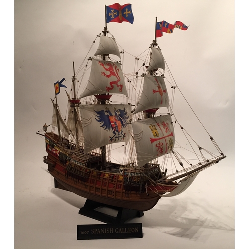 396 - 1607 Spanish galleon Model Sail Ship 1:100 Scale Built From Imai Kit Of 1979.