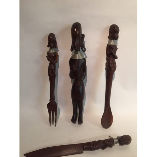 412 - 5 x Tribal figures with utensils Ends