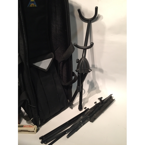 164 - Good Quality Ritter Saxophone Carry Case Along With Metronome , Horner Harmonica , Sax Stand And A M... 