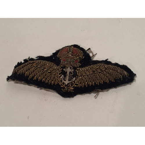 185 - Genuine WW2 Fleet Air Arm Bullion Pilots Wings Along With One Other (2)