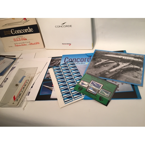 308 - Concorde ephemera to include stamps , pictures and flight package