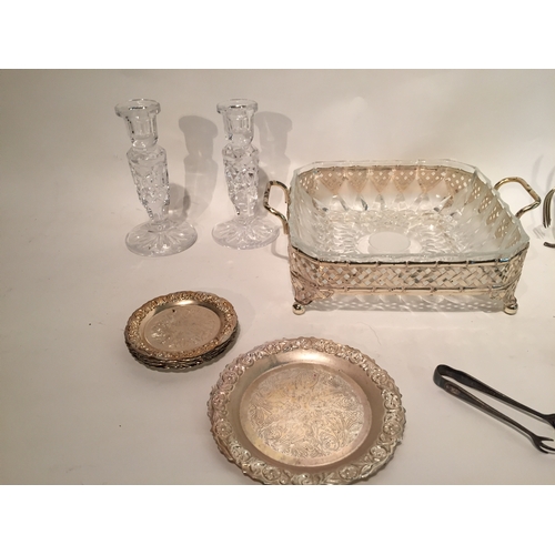 315 - Various silver plated items and glassware