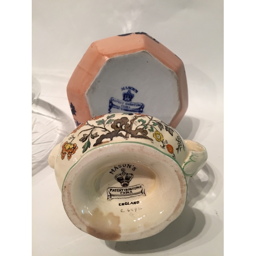 392 - 2 x victorian mason jugs along With a royal doultan bowl