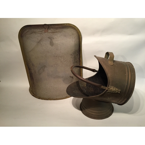 326 - Brass Coal bucket and fire guard