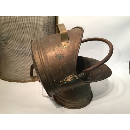 326 - Brass Coal bucket and fire guard