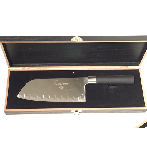 334 - Various items to include Samuri kitchen knife set , wooden buhda and picture frame